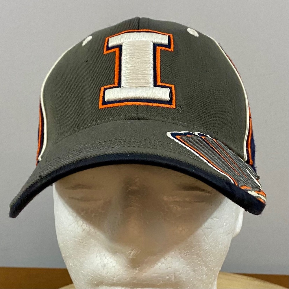 Top of the World Illinois Fighting Illini Hat Gray Orange Block I Cap Curved